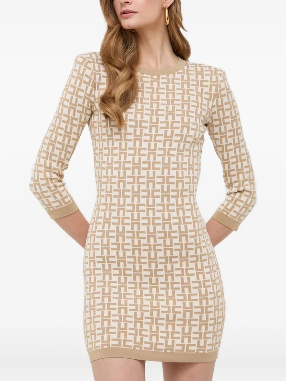 Elisabetta Franchi open back patterned dress | Neutrals | Image 1
