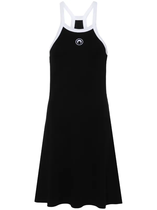 MARINE SERRE ブラック Moon Logo ミニワンピース Moon Logo Ribbed Jersey Mini Dress • Marine Serre