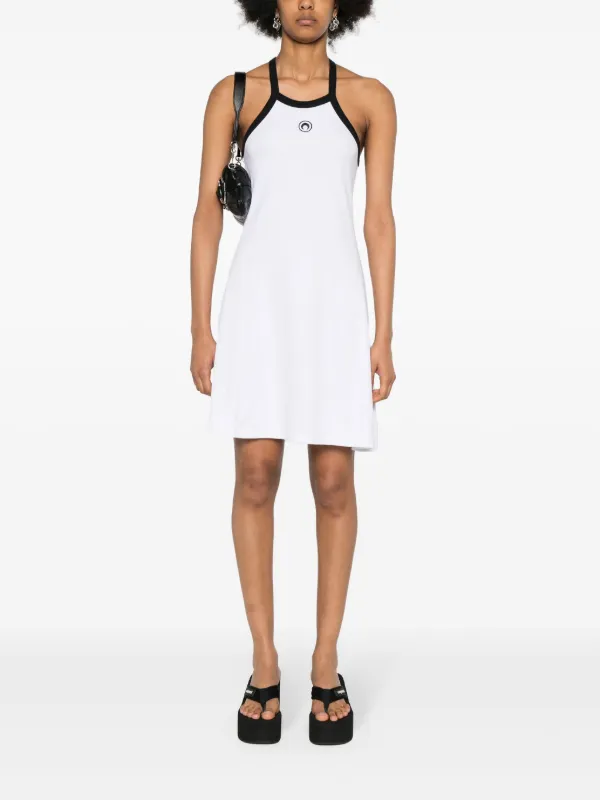 【Marine Serre】 Logo embroidered cotton DRESSES Marine Serre Logo embroidered cotton t-shirt dress | The