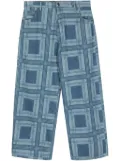 Charles Jeffrey Loverboy check-print straight-leg jeans - Blue