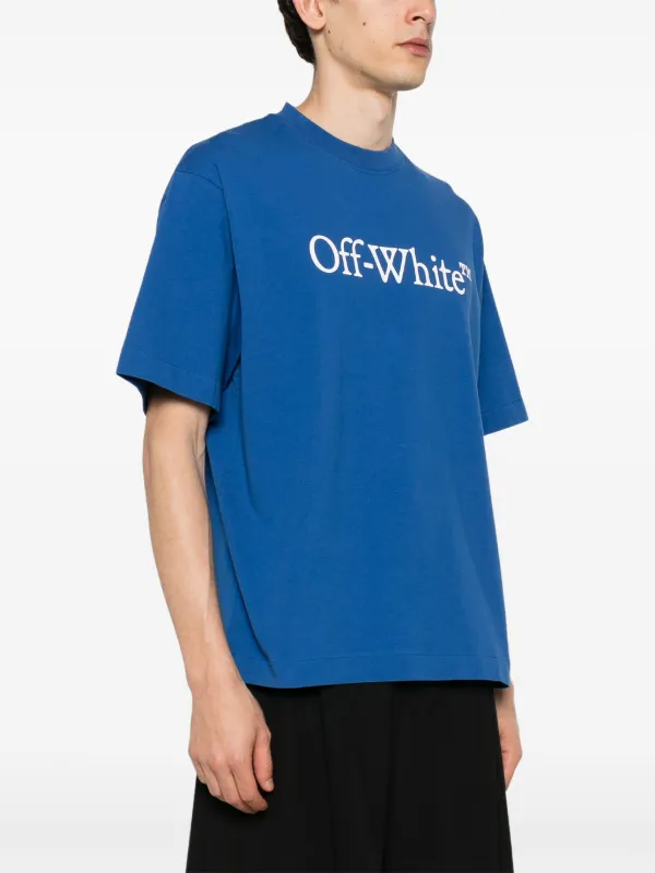 Off White Big Bookish Skate Cotton T shirt Blue FARFETCH AO