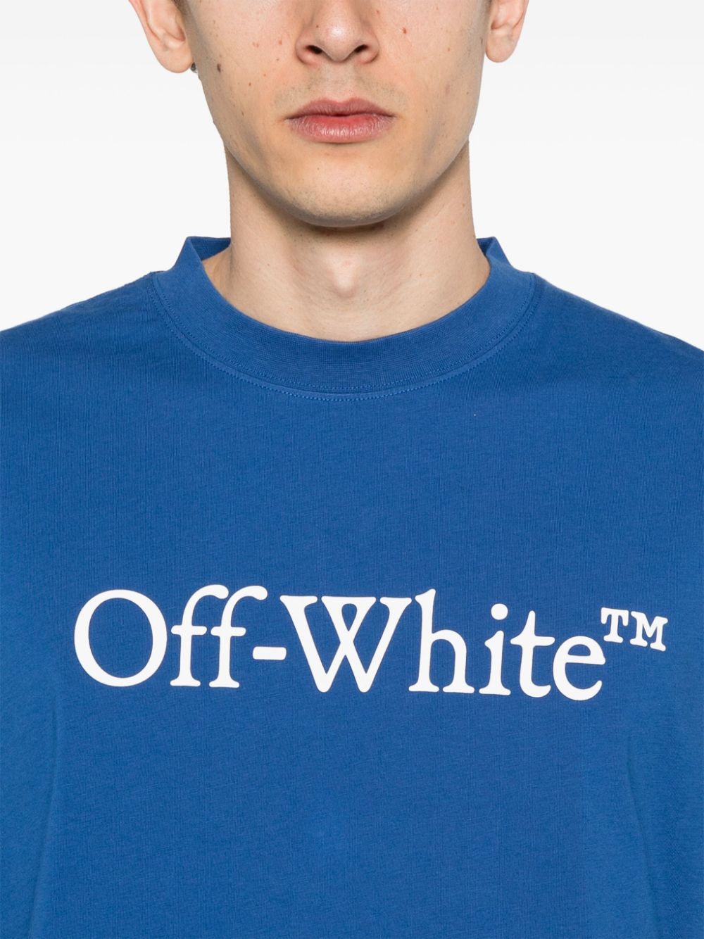 Shop Off-white Big Bookish Skate Cotton T-shirt In 蓝色