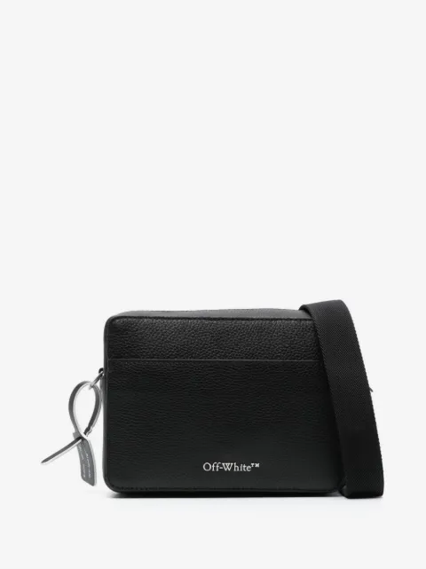 Off-White logo-lettering leather shoulder bag