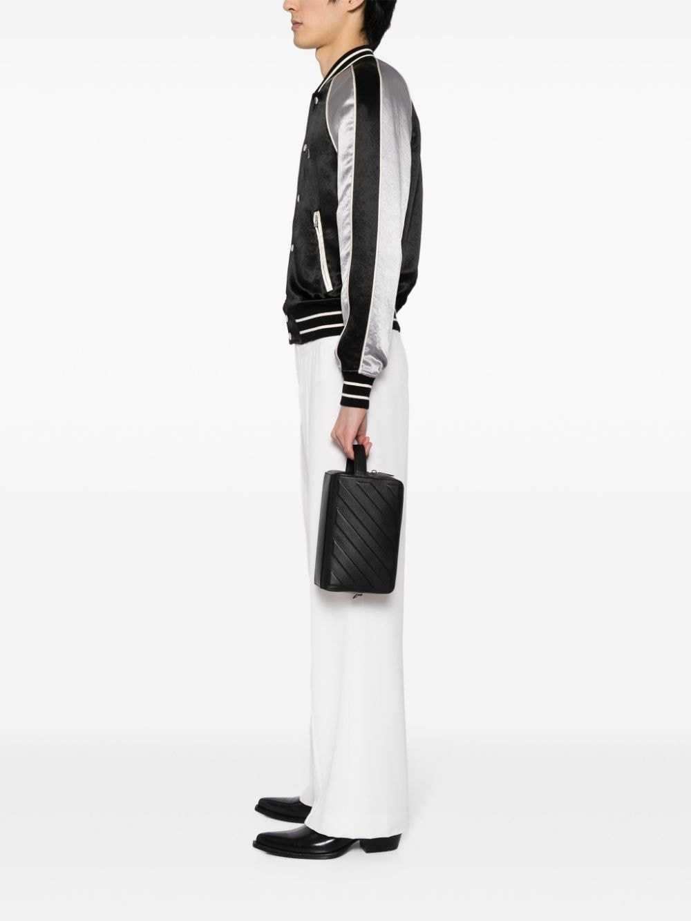 Shop Off-white 3d Diag Leather Pouch Bag In 1000 Black No Color