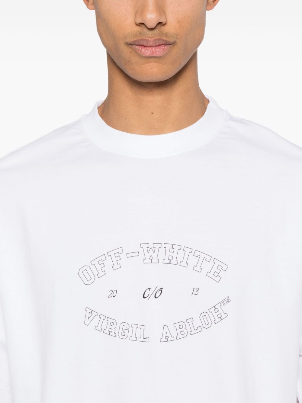 Shop Off-white Logo-print Cotton T-shirt In White