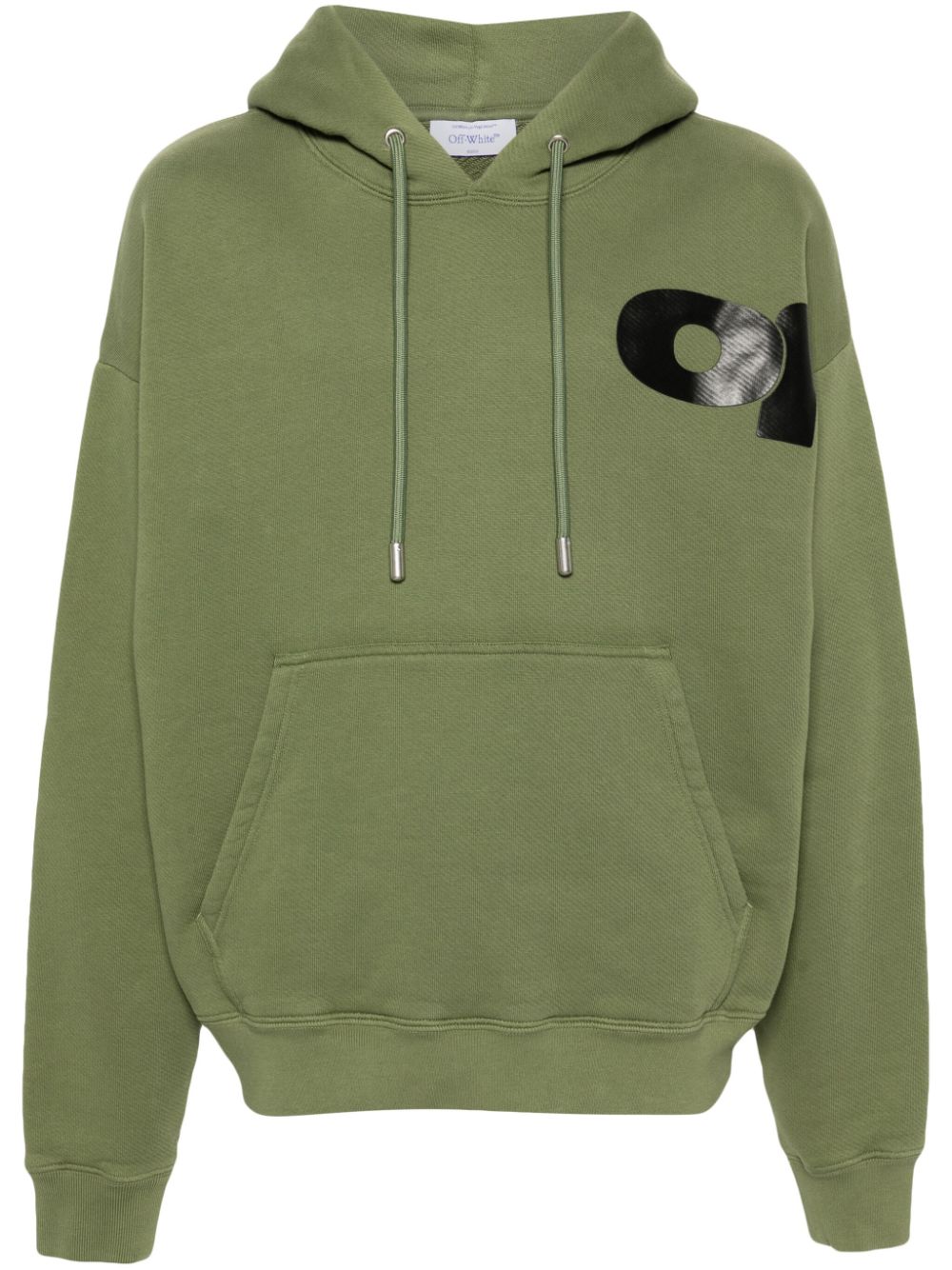 Off-white Shared Logo Cotton Hoodie In Green