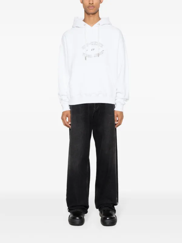 Tシャツ・カットソー OFF WHITE Men Hoodies OMBA057F22FLE0124601 Gray Man Active Oversized Hoodie With Large Logo | boohoo