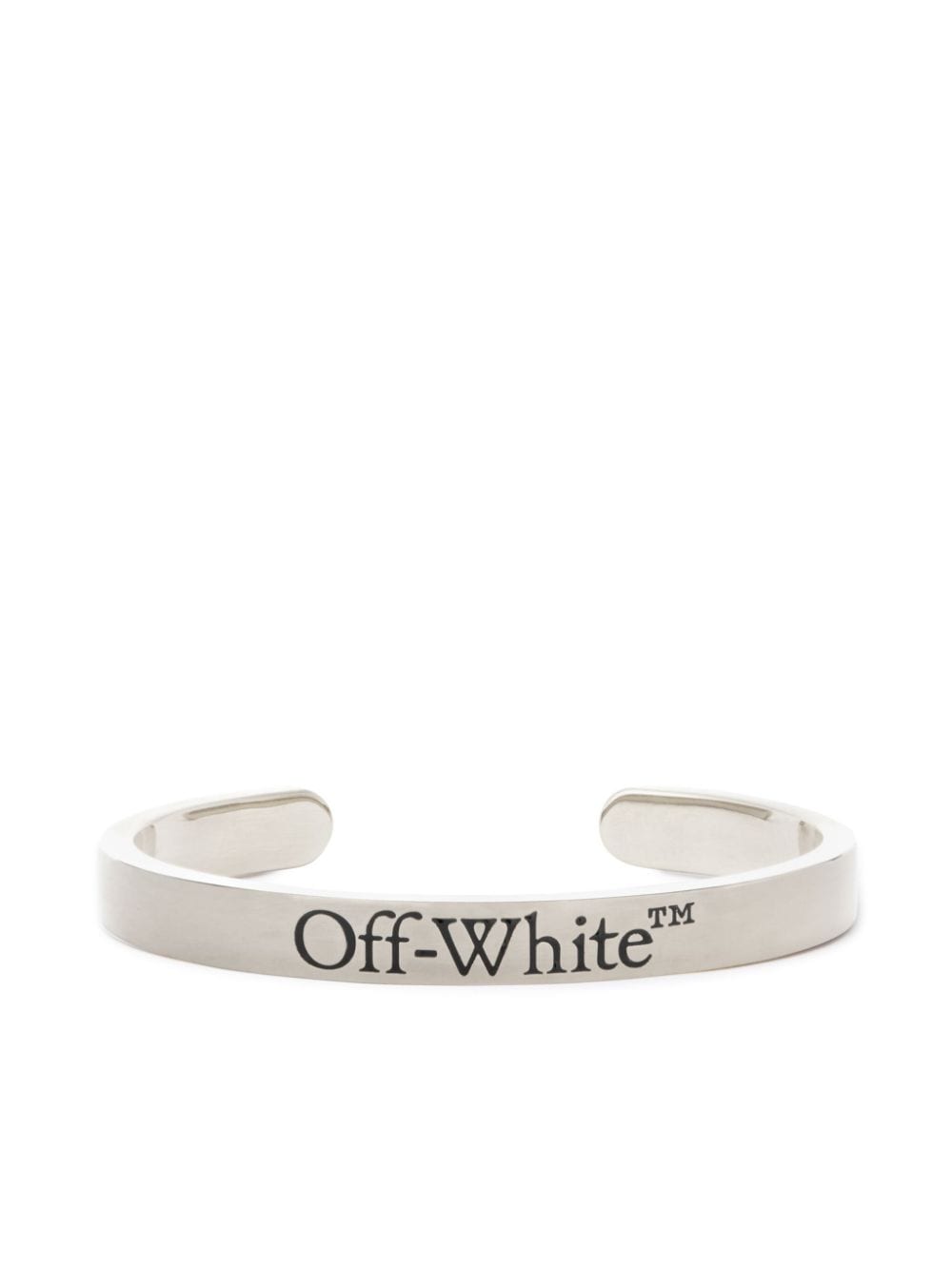 Off-White Bracciale rigido con logo inciso - Argento