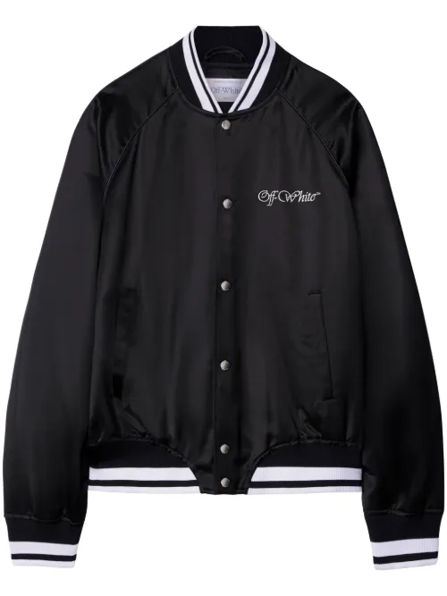 Veste bomber College en satin - Off-White - Modalova