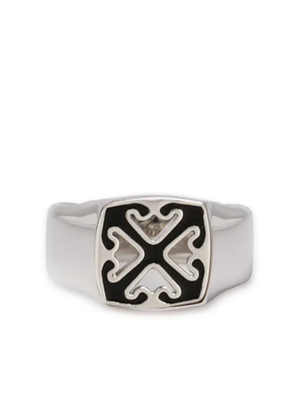 Off White Arrow motif Brass Ring Silver FARFETCH GE