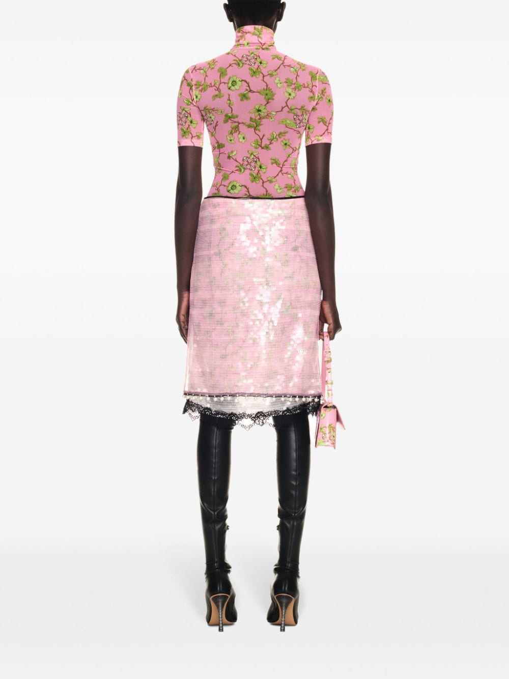 Shop Off-white Ramage Sequined Midi Skirt In Pink