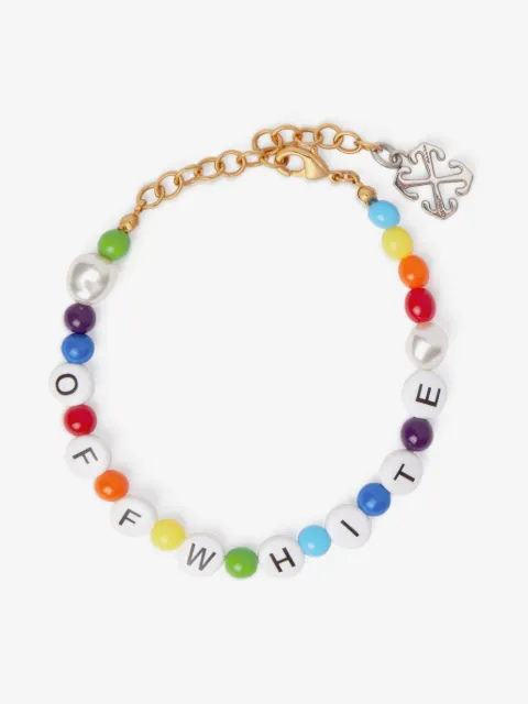 Off-White logo-print beaded bracelet