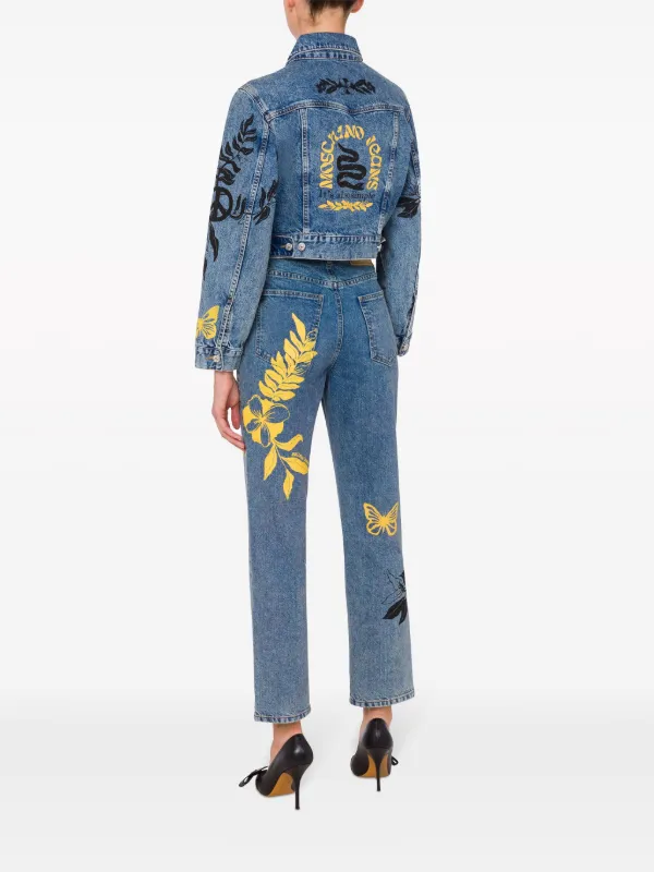 MOSCHINO JEANS graphic-print Denim Jacket | Blue | FARFETCH JO