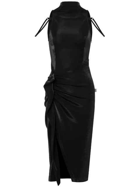 MOSCHINO JEANS ruched halterneck midi dress