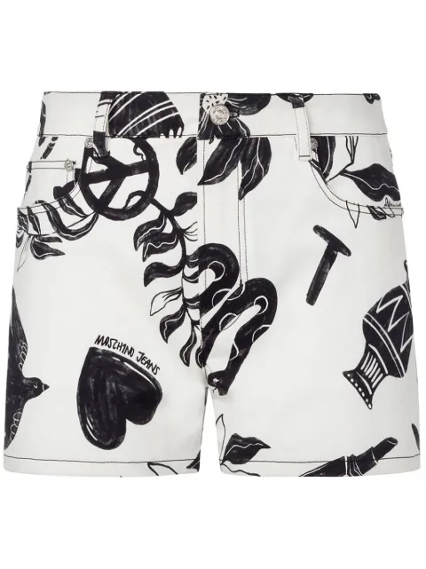 MOSCHINO JEANS graphic-print mini shorts