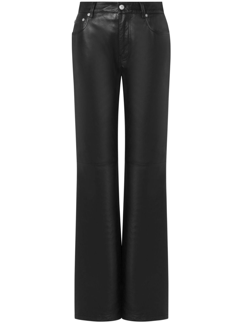 Moschino Jeans Leather Flared Trousers In Black