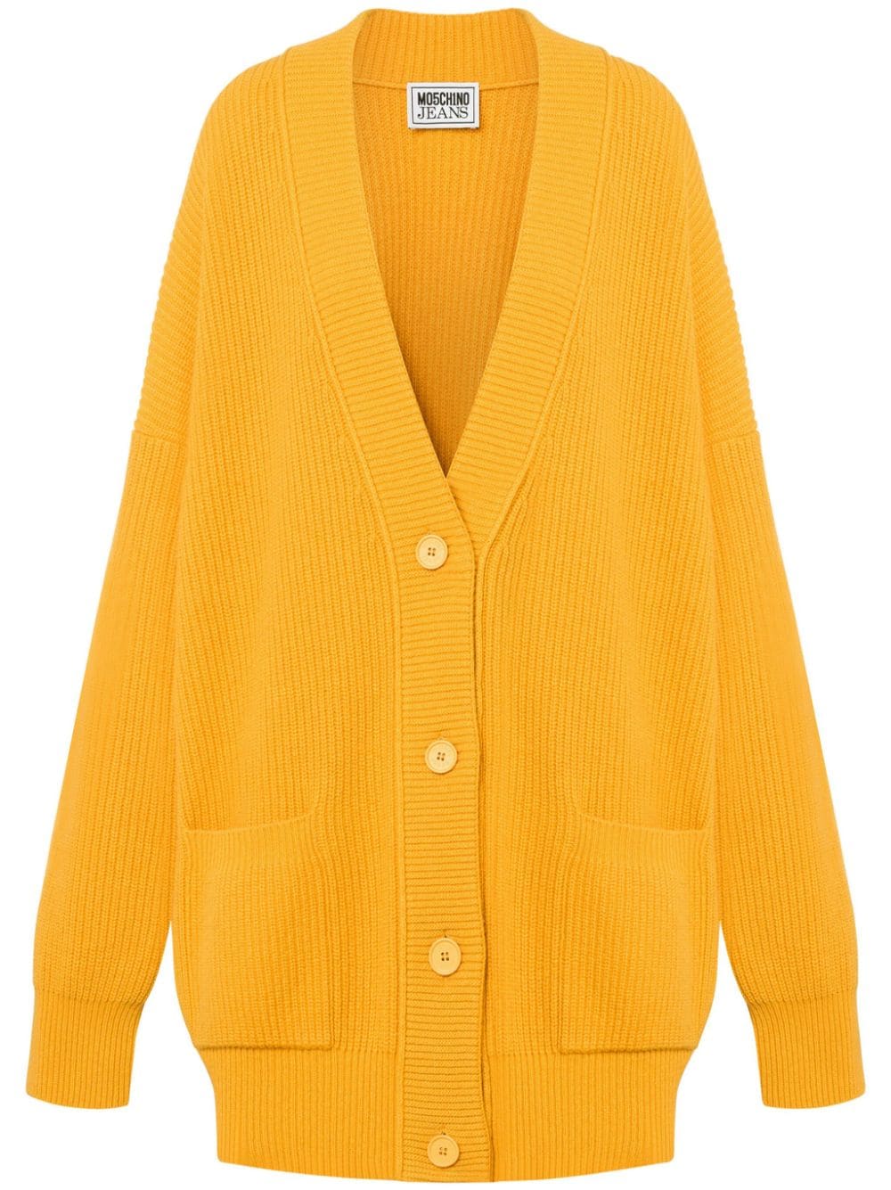 Moschino Jeans Oversized V-neck Cardigan In 0078 - Giallo