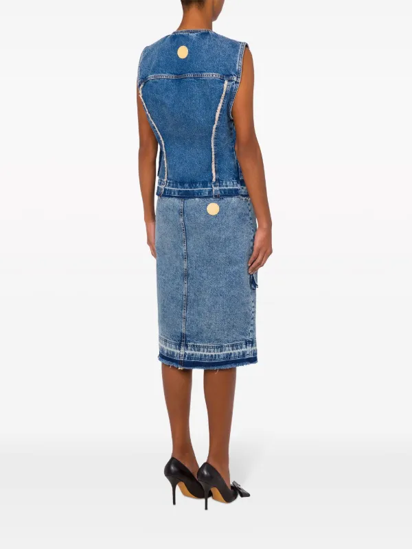 【関税込み】Moschino Jeans ブルー フェード デニムベスト MOSCHINO JEANS デニムベスト | ブルー | FARFETCH JP