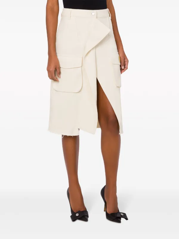 MOSCHINO JEANS Asymmetric Cargo Denim Skirt | White | FARFETCH