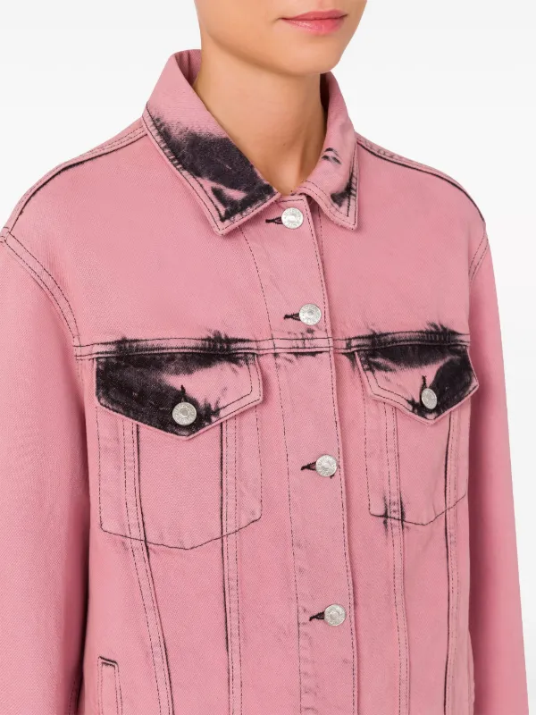 【関税込み】Moschino Jeans ピンク フェード デニムジャケット MOSCHINO JEANS button-down Denim Jacket | Pink | FARFETCH PH