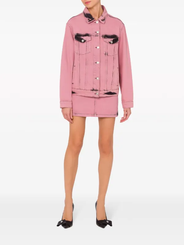 【関税込み】Moschino Jeans ピンク フェード デニムジャケット MOSCHINO JEANS button-down Denim Jacket | Pink | FARFETCH PH