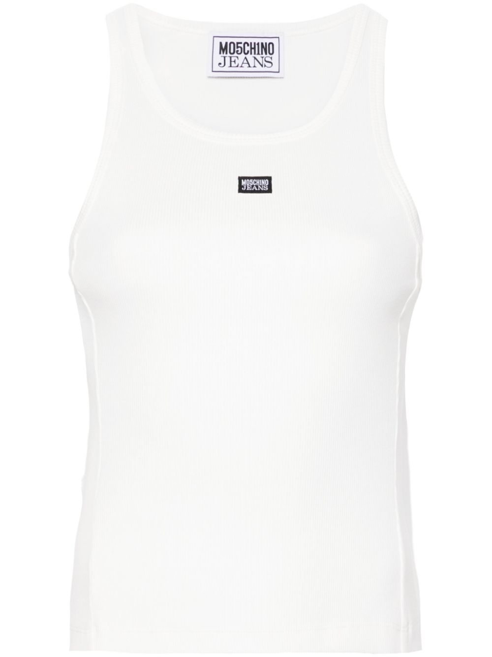 logo-appliqué ribbed tank top