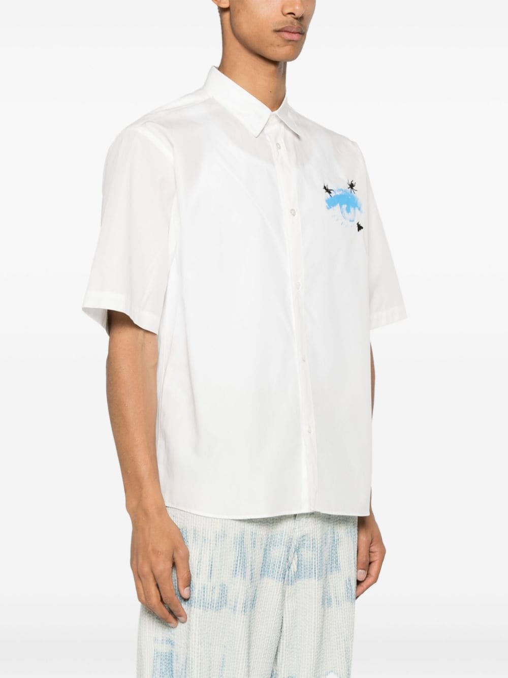 Shop Undercover Eye-print Cotton Shirt In White