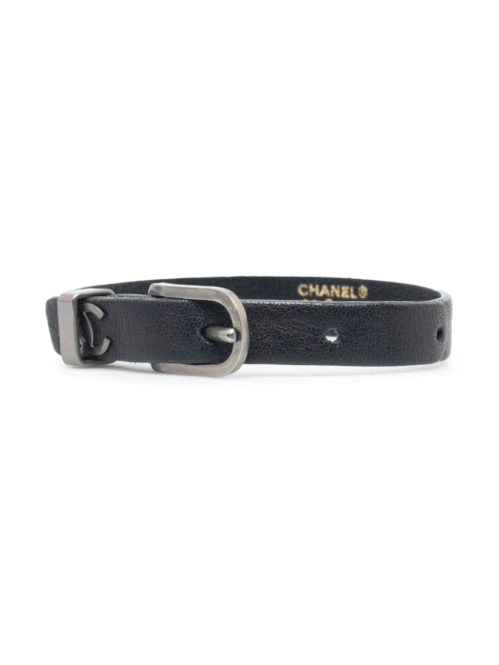CHANEL Pre-Owned 2000 CC leather bracelet - Zwart