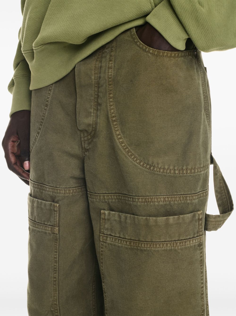 Shop Off-white Carpenter Loose-fit Trousers In Green