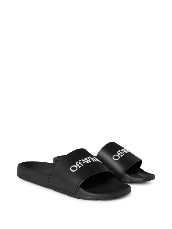 Off-White Bookish logo-print Slides | Black | FARFETCH