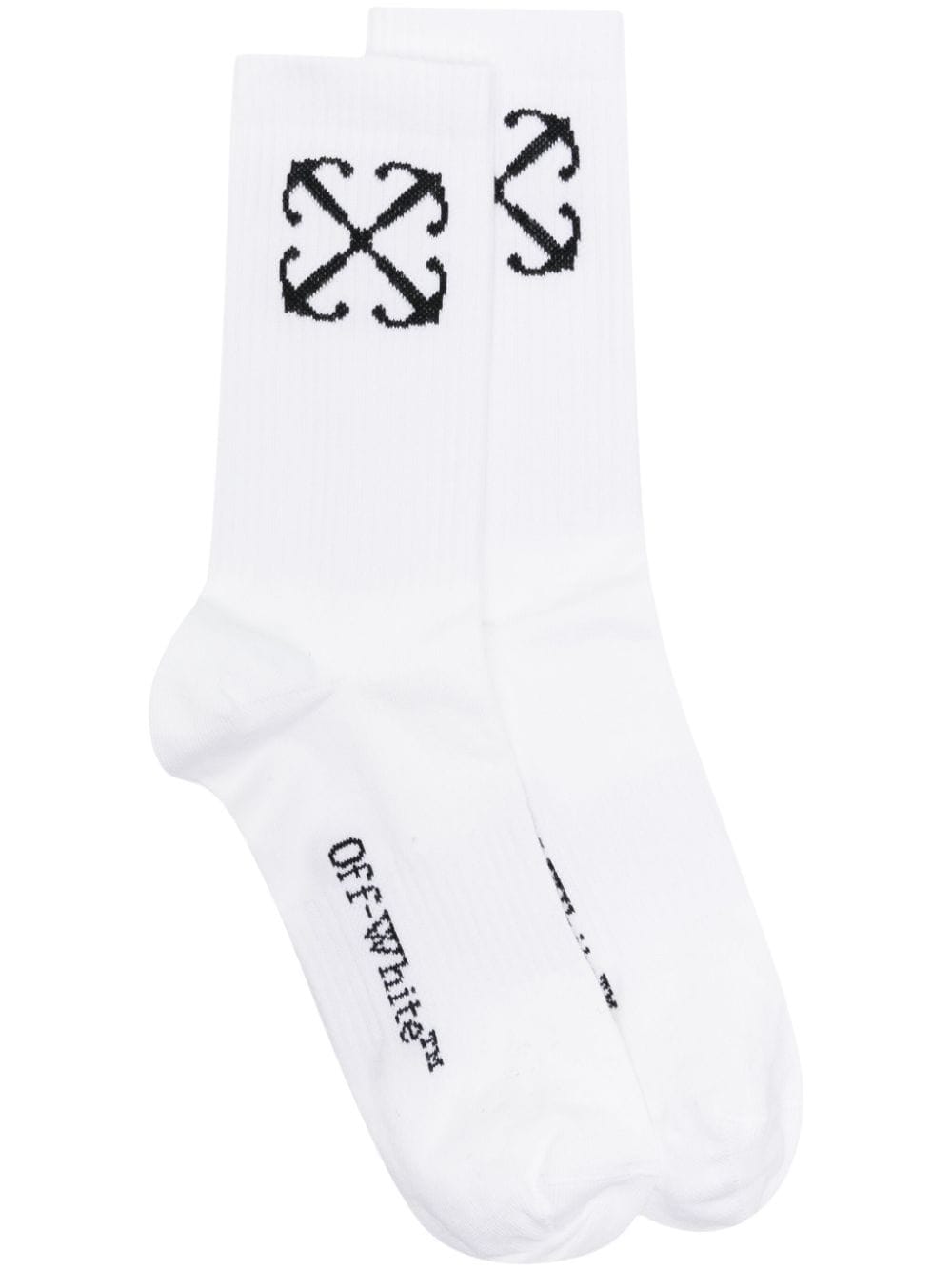 Shop Off-white Arrows-motif Cotton Socks In 0110 White Black