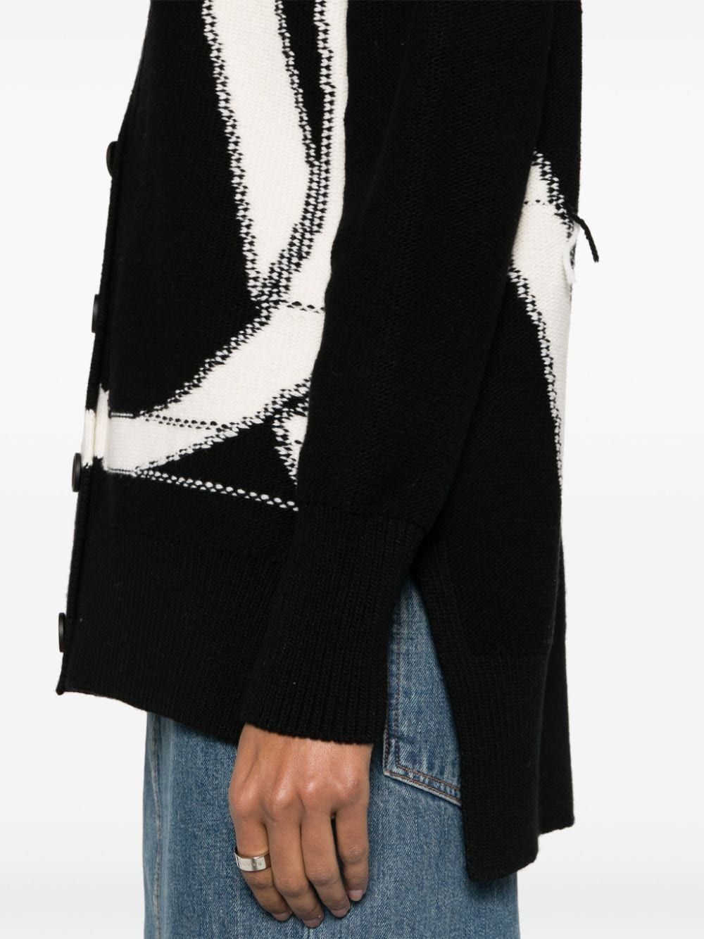 Off-White maxi logo-intarsia wool cardigan Women