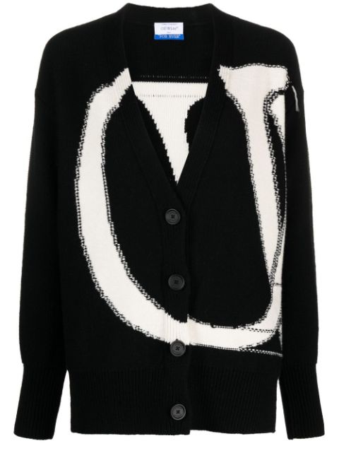 Off-White maxi logo-intarsia wool cardigan Women