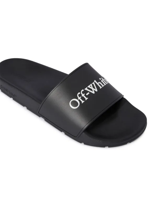 【送料&関税込】Off-White Bookish Slippers Off-White Bookish logo-print Slides | Black | FARFETCH
