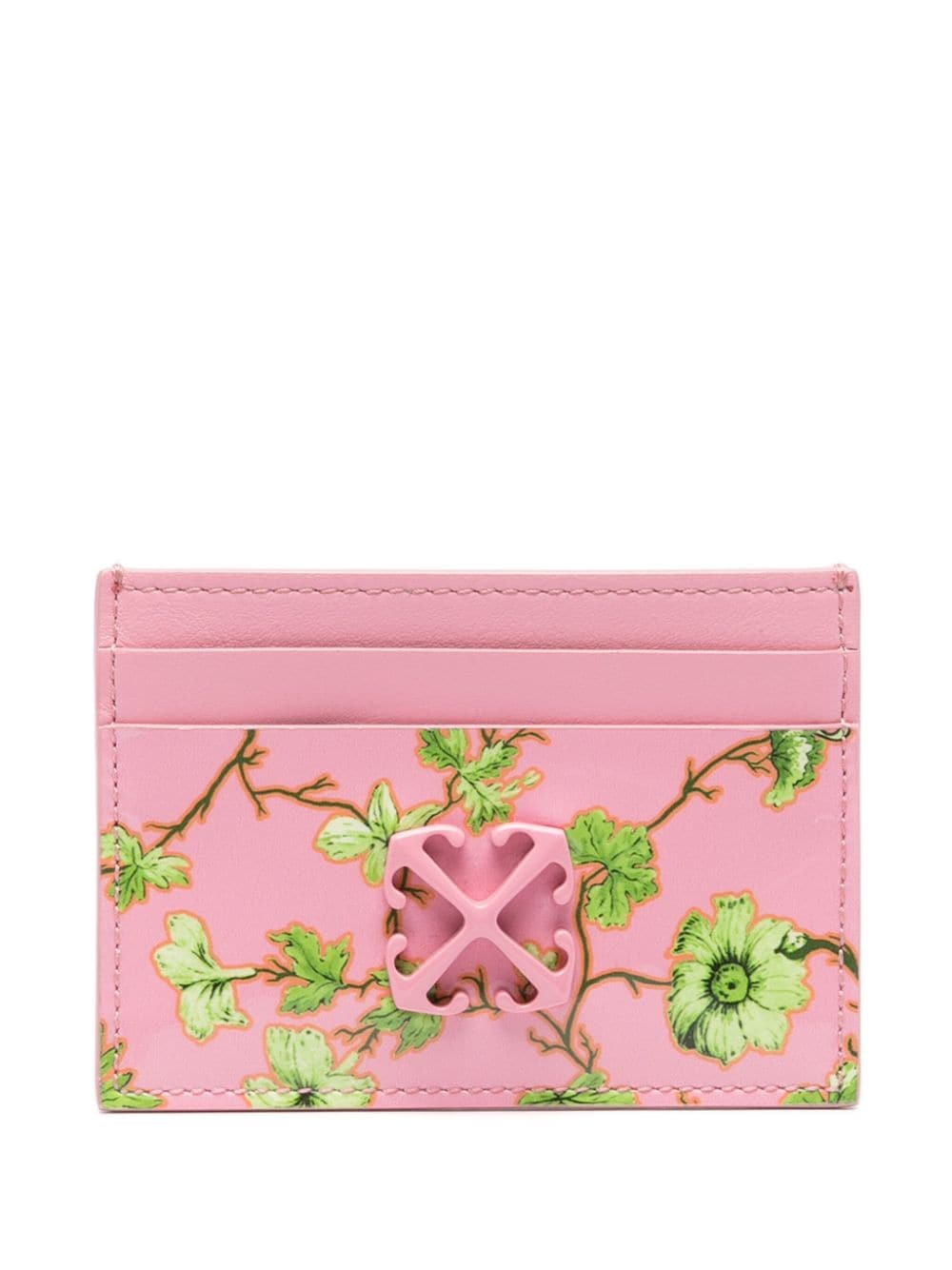 Off-white Jitney Leather Cardholder In Pink