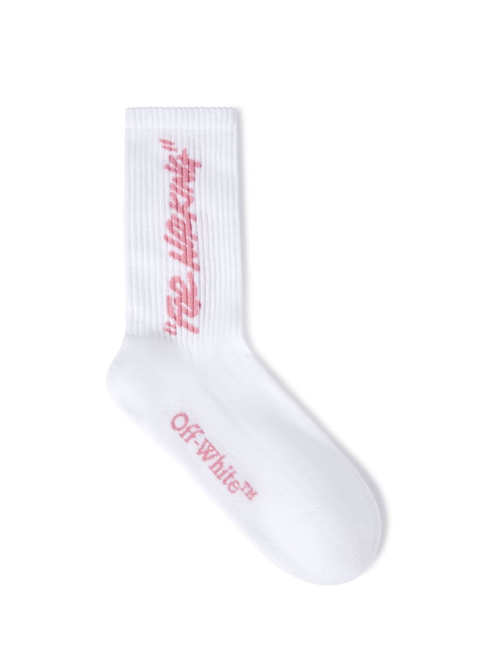 Off-white Mid Calf Socks Quote In White