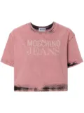 MOSCHINO JEANS logo-print denim crop top - Pink