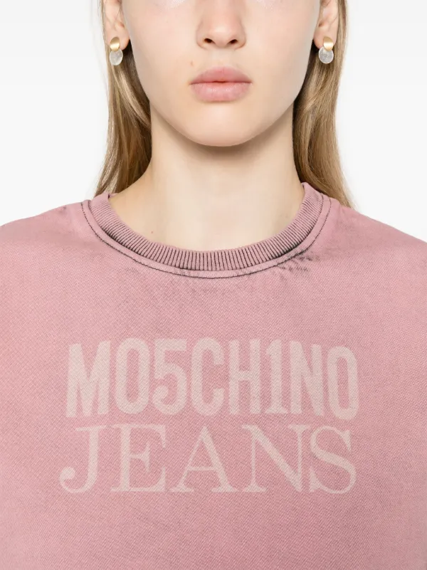 美品　LOVEMOSCHINO　Gジャン　ポップロゴプリント　40サイズ　ピンク MOSCHINO JEANS logo-print Denim Crop Top | Pink | FARFETCH