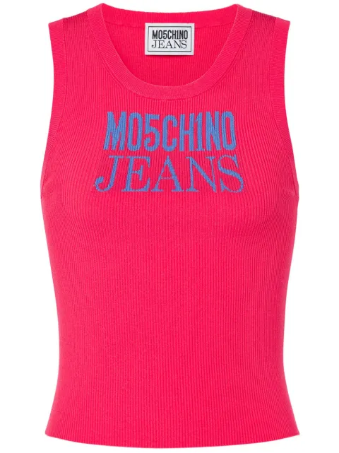 MOSCHINO JEANS logo-print ribbed tank top