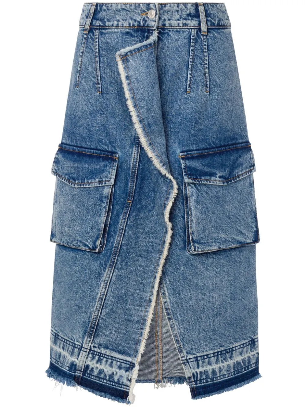 Moschino Jeans Asymmetric Cargo Denim Skirt In Blue