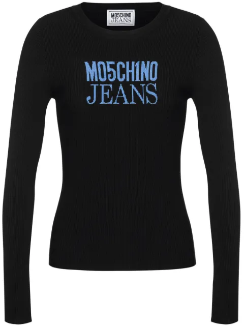 MOSCHINO JEANS logo-print ribbed top