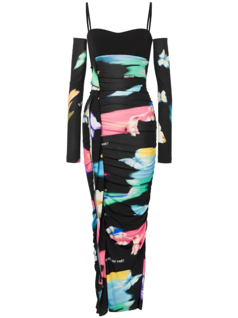 MOSCHINO JEANS printed ruched maxi dress