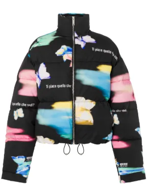 MOSCHINO◇ダウンジャケット/44/ポリエステル/BEG/無地/ym08629