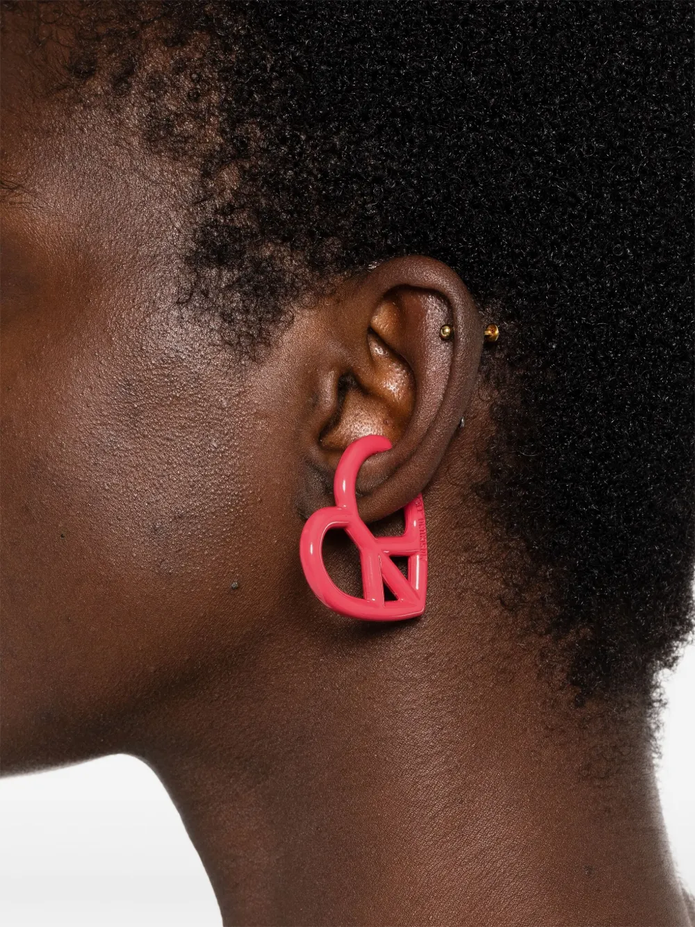 MOSCHINO JEANS heart-shape single earring - Pink