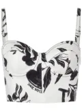 MOSCHINO JEANS graphic-print bustier top - White