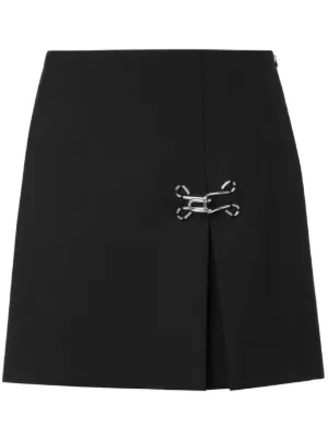 スカート MOSCHINO Women Mini Skirts A042205611555 Black Moschino M05CHIN0 Jeans Black Stretch Crepe Zipper Detail