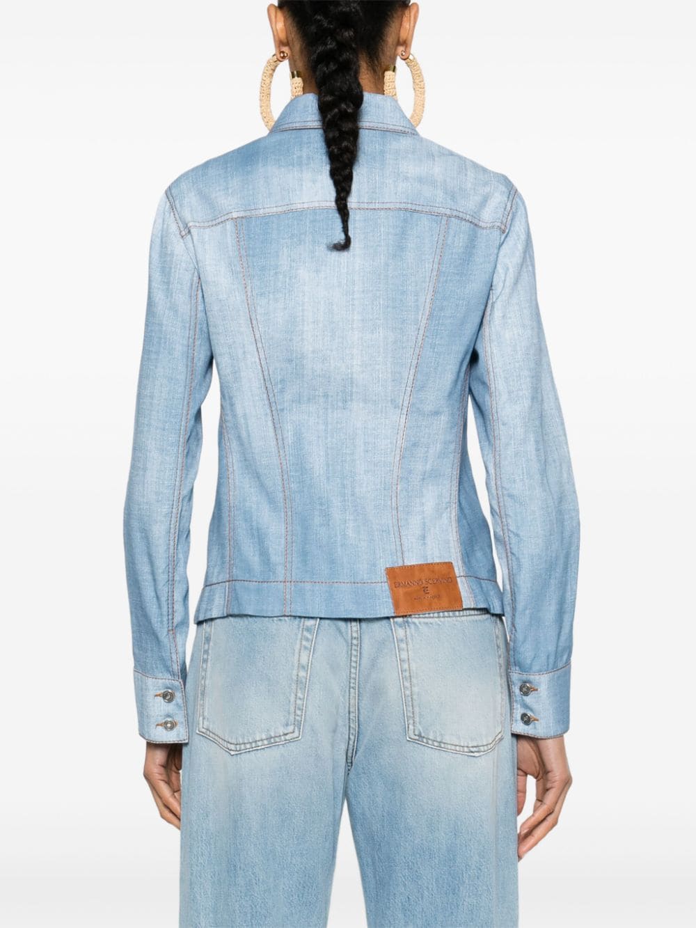 Shop Ermanno Scervino Denim-print Jacket In Blau