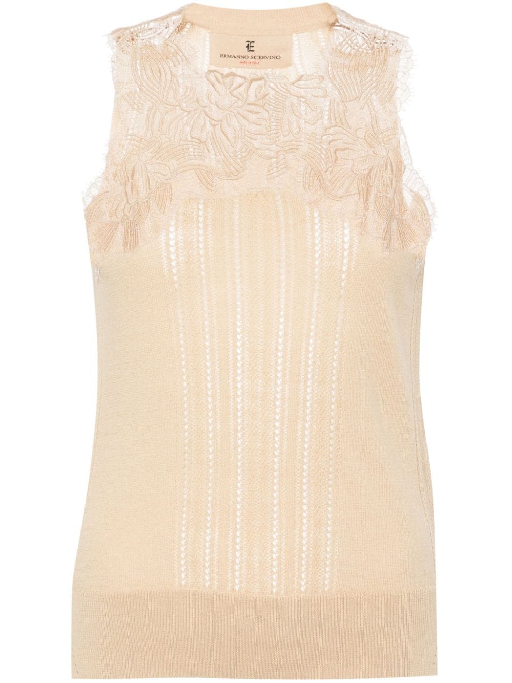 lace-detail knitted top