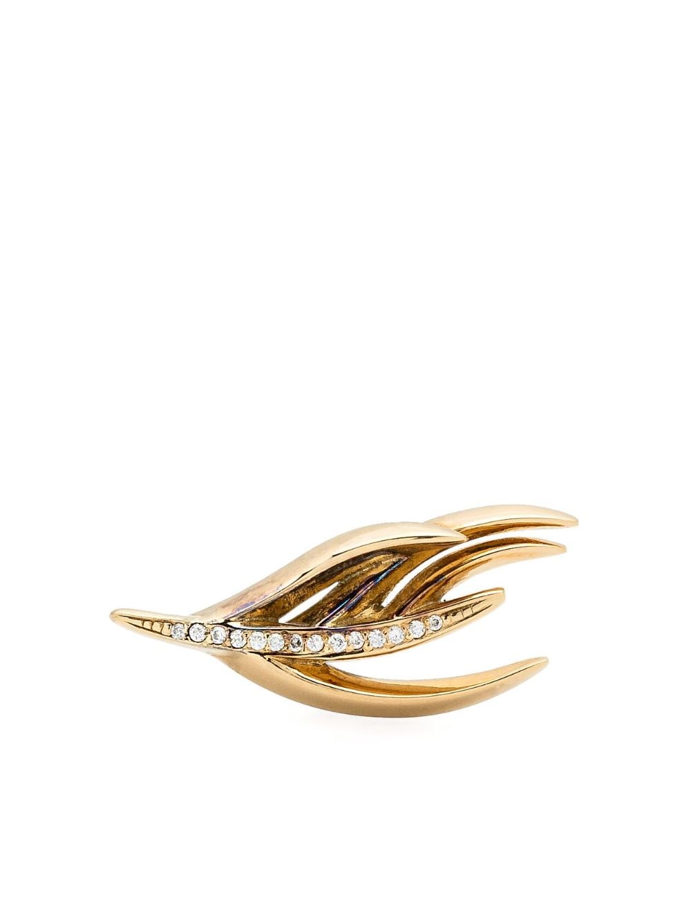 Image 1 of Shaun Leane gold vermeil Feather diamond single stud earring