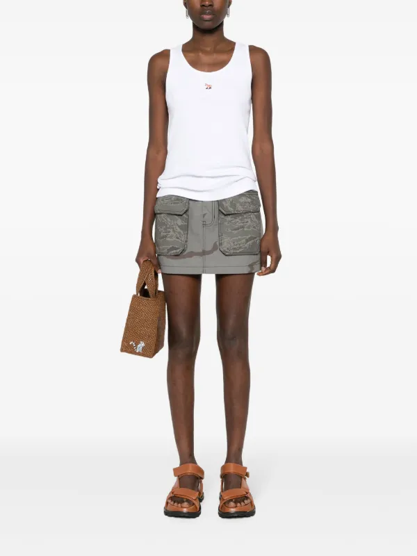 Maison Kitsuné Fox-motif Ribbed Tank Top | White | FARFETCH
